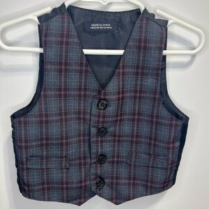 First Impressions Plaid Button-Up Vest boys 18 months Blue Black Red colors